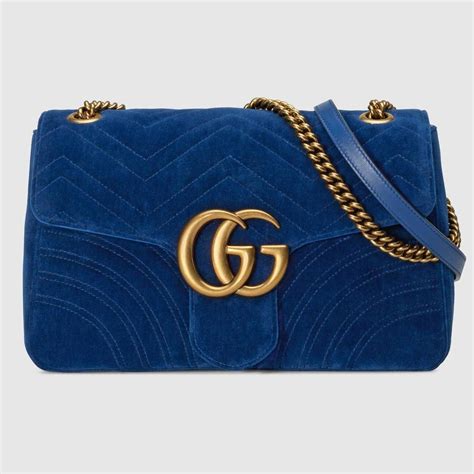 gucci marmont blue velvet bag|Gucci large marmont shoulder bag.